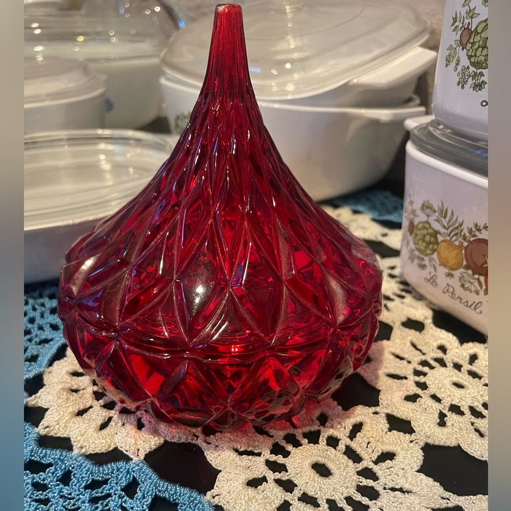 Red Glass Decorative Candy dish